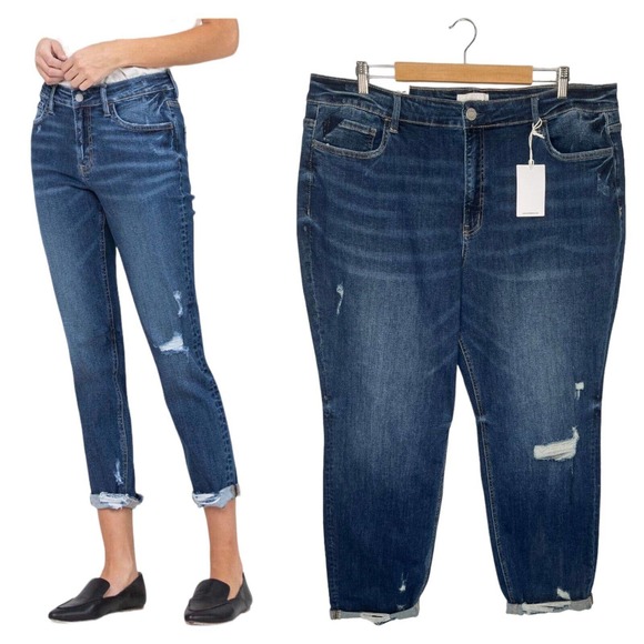 New Vervet Jeans Womens 20 Skinny Distressed High Rise Cropped Rolled Hem V2144P - Picture 1 of 16